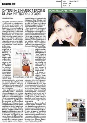 Secolo XIX, 6 febb 13, Buona Fortuna rece-int, x sito